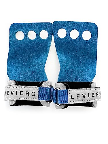 LEVIERO Woddies Gymnastics Grips for Crossfit, Pull-Ups, Weightlifting - Soft Leather, Comfort Fit, Durable WOD Grips for Adults S Aqua