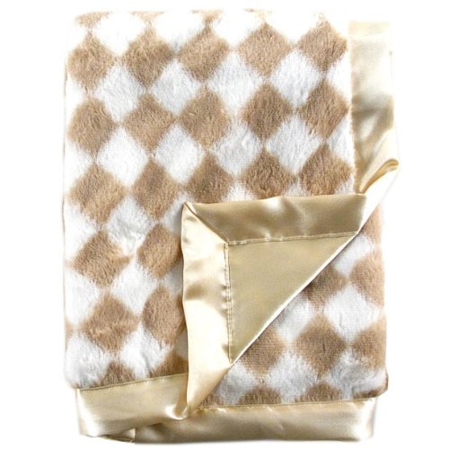 Hudson Baby Plush Blanket with Satin Trim and Backing, Tan (Discontinued by Manufacturer)