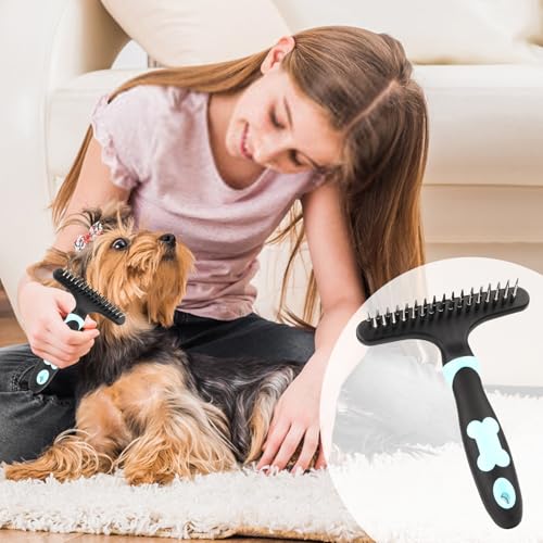 PENCHUAN Fellentwirrer Entfilzer für Langhaar Hunde & Katzen, Hundestriegel mit zwei Reihen Pins, Haustier Harkenkamm zur Entfernung von Unterwolle und Verfilzungen