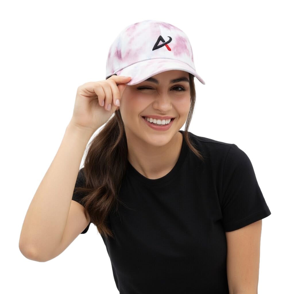 Baseball Cap for Women - A-Series Tie Dye Trendy Pastel Pink Cotton Dad Hat with Embroidered Logo, Adjustable Casual Sun Hat for Summer, Beach, and Everyday Wear - Cute Y2K Aesthetic-image-24