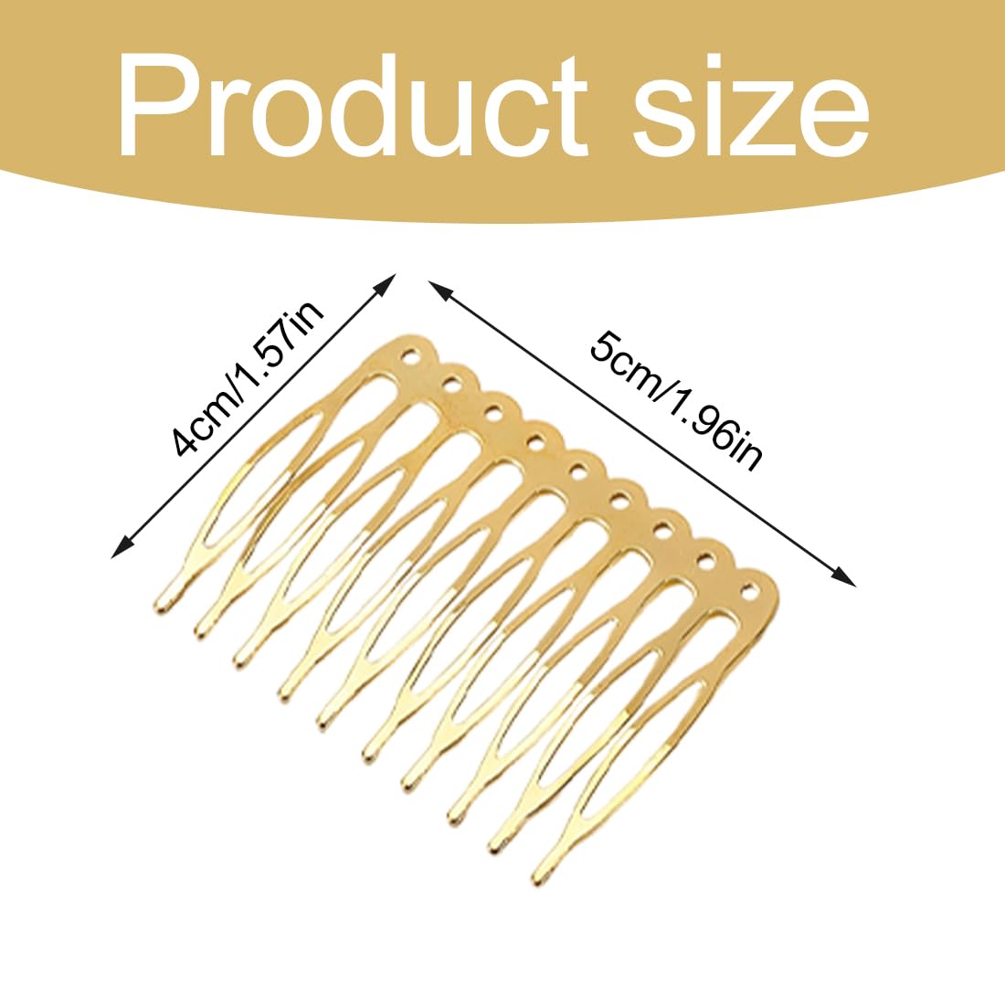 16 Pezzi Pettini Laterali in Metallo 10 Denti, pettinini per Velo, Lato per Capelli per Capelli da Donna Francese con Denti per Accessori per Capelli con Clip per Chignon Argentato & Oro