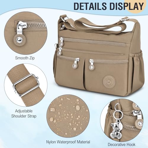 Image of Nylon Crossbody Bags for Women Waterproof Lightweight Large Travel Purses Multi-Pocket Pocketbooks Shoulder Bag