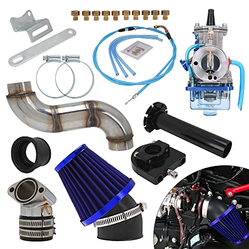 JFG RACING PWK 28MM Carburetor Carb Racing Performance Intake Manifold With Air Filter Adjustable Throttle Cable Universal For 150CC - 250CC GY6 Engine Scooter SSR Apollo TAO TAO Lifan Dirt Pit Bike
