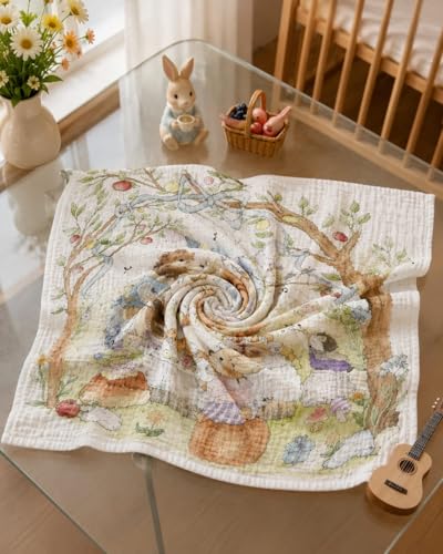 Image of Kassy Pop Printed 6 Layer Bamboo Muslin Blanket Cum Swaddling Towel for Baby | AC Quilt, Multi-Purpose Blanket | 70% Bamboo, 30% Cotton | 110cm x 110cm (Multicolor Print)
