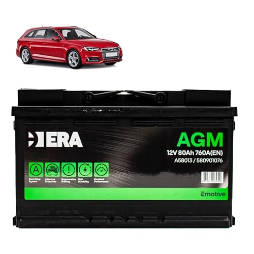 Batteria 80Ah A.G.M. per Audi A4 B9 2.0 3.0 TDI 35 40 45 50 TDI gasolio 2016+