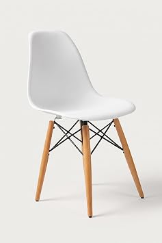 Seduna White Design Chair | Natural Wooden Legs | 2 Pieces