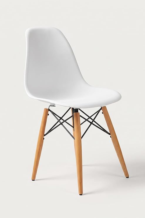Seduna White Design Chair | Natural Wooden Legs | 2 Pieces