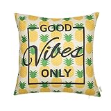 Fjfz Spring Summer Decoration Good Vibes Only Pineapple Motivational Sign Inspirational Décor Cotton