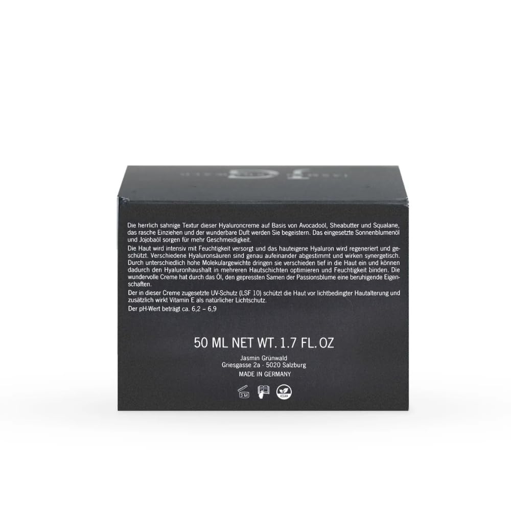Hyaluron Gesichtscreme mit SPF 10, 50 ml, Feuchtigkeitsspendend & Anti-Aging, vegan & ohne Parabene, UV-Schutz für alle Hauttypen