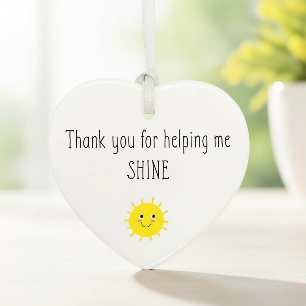 Teacher Gift thank you for helping me shine ceramic heart present
