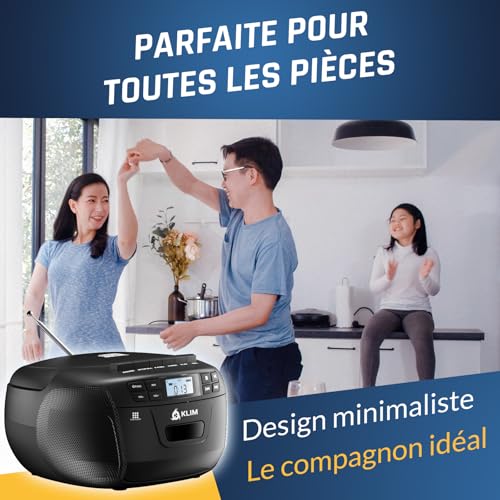 Lecteur CD cassette audio portable poste radio AM FM Bluetooth stéréo - 7