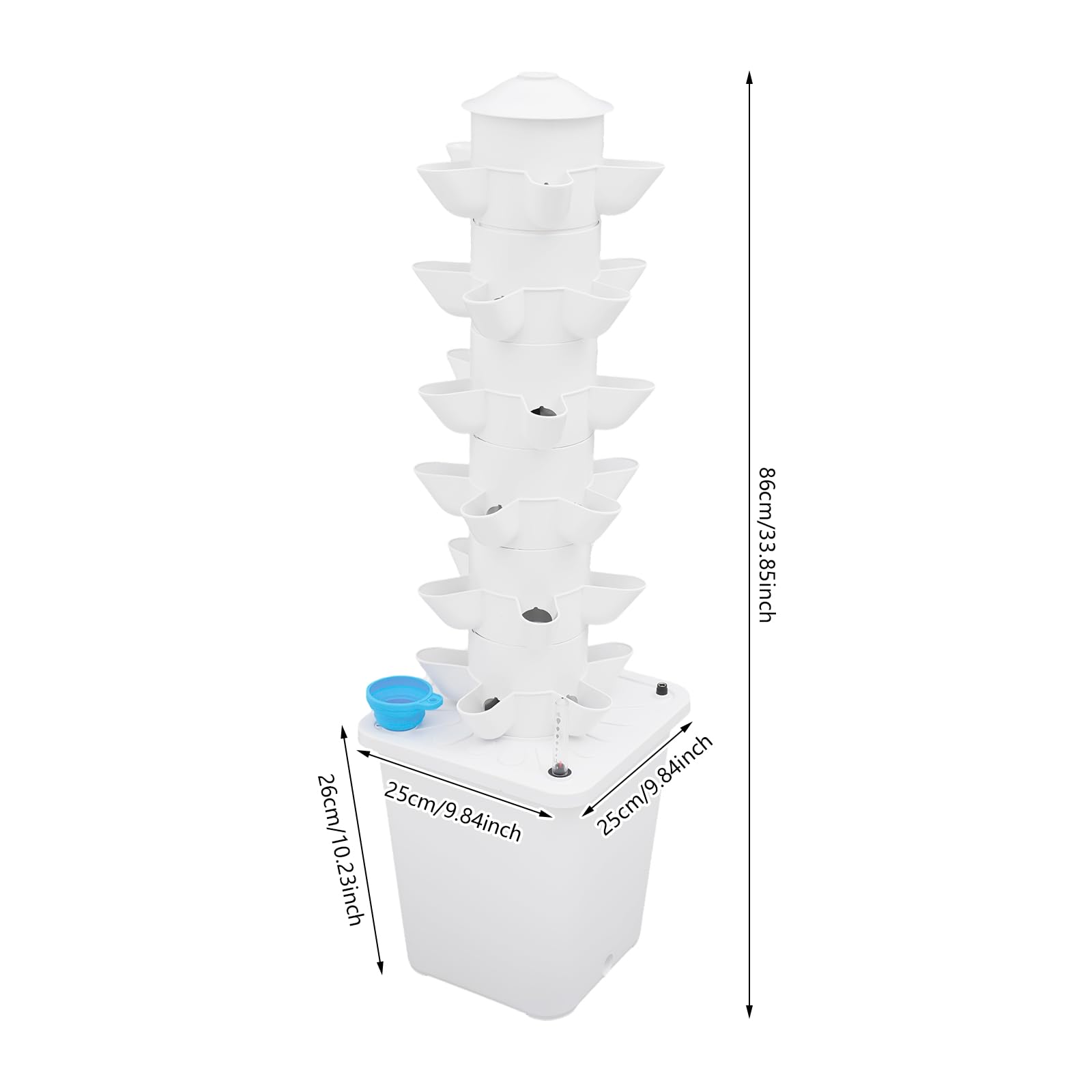 30 Löcher Hydroponic Tower, 6 Etagen Tower Growing System Kit, Hydroponisches Anbausystem mit Hydratationspumpe und Skala-Anweisungen, Garten Hydroponischer Turm mit 10L Wassertank für Obst/Gemüse