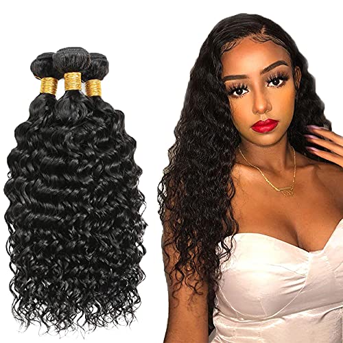 NiegMeag Curly Human Hair Bundles Brazilian Curly Wave Human Hair 3 Bundles 20 22 24 Inch (100g/Bundle) 10A Unprocessed Remy Curly Hair Bundle Virgin Water Hair Weave Extensions