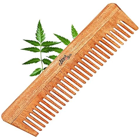 Mirah Belle - Handmade Neem Wood Comb - Massages Scalp, Stimulates Hair Growth, Anti Dandruff - Pocket Size Travel Friendly - For Men And Women Cover