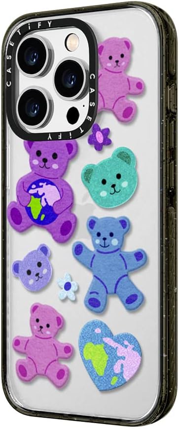 CASETiFY Impact iPhone 14 Pro Max Case [4X Military Grade Drop Tested / 8.2ft Drop Protection] - Teddy Earth - Glossy Black