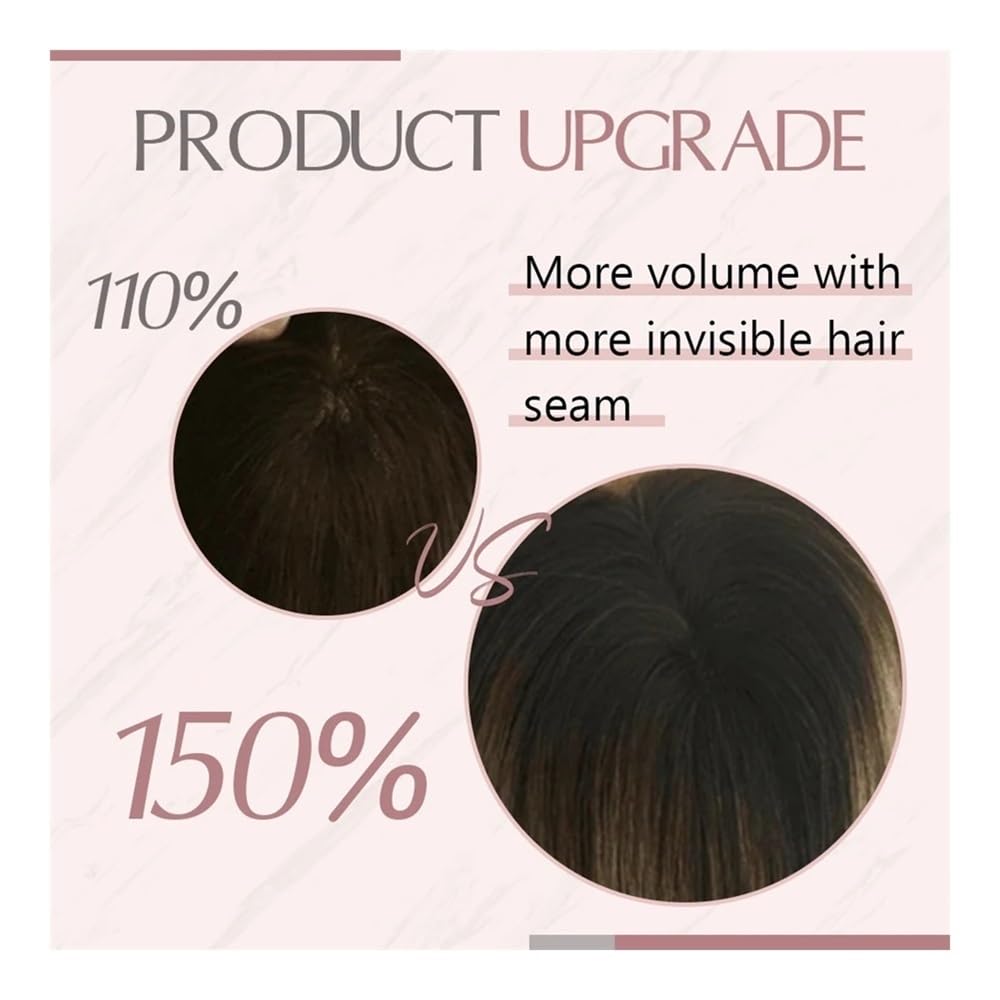 Clip for capelli fatta a mano con base mono 13x13 cm, toppers for capelli umani for donne con capelli diradati(14inches,Natural Black)