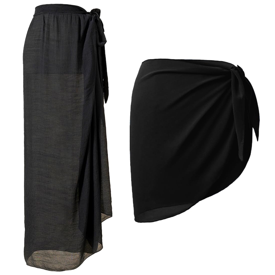 YNYCIPZ Camisolas y pareos para mujer，Falda de playa larga pareo para mujer, falda de playa, falda corta cruzada, conjunto de encubrimiento de traje de baño (2 piezas, negro)