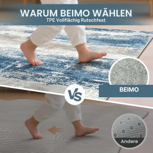 BEIMO Moderner Läufer Teppich 80x150 cm, Waschbar & rutschfest – Ansicht 3