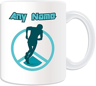 Cadeau personnalisé Mug Running Sport-Blanc Contour Design-nom Message sur le Mug Unique-Jogging Sprinting Athlétisme-Marathon