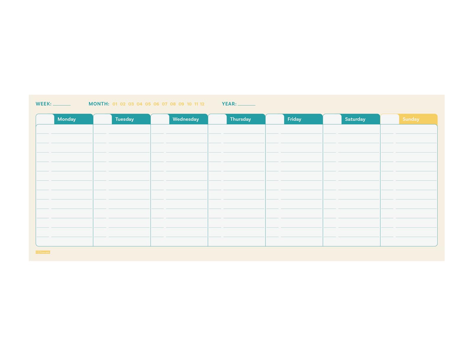 Finocam Bari Undated Weekly Planner | Weekly View Vertical Layout · International
