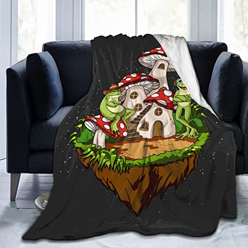 Frosch und rote Pilzdecke, Plüsch, Mikrofaser, Flanell, Fleecedecke, 127 x 101,6 cm, für Bett, Sofa, Couch, Camping, Reisen Cover