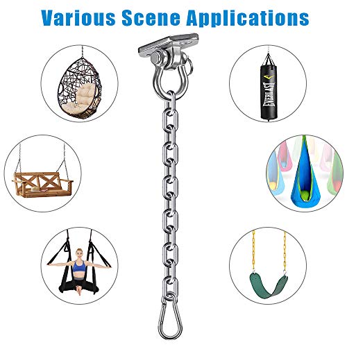 ويرميد مجموعة ادوات تعليق الارجوحة والكرسي المتارجح، شماعة ارجوحة شديدة التحمل مع سلسلة، للاستخدام في الاماكن المغلقة والمفتوحة، خطاف اكياس الملاكمة، 2 براغي، سعة 1000 باوند، سلسلة 33.3 انش