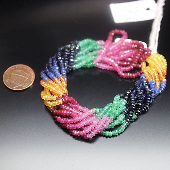 Perles saphir jaune rubis émeraude 3mm en fil de 16 pouces pour bijoux artisanaux diy