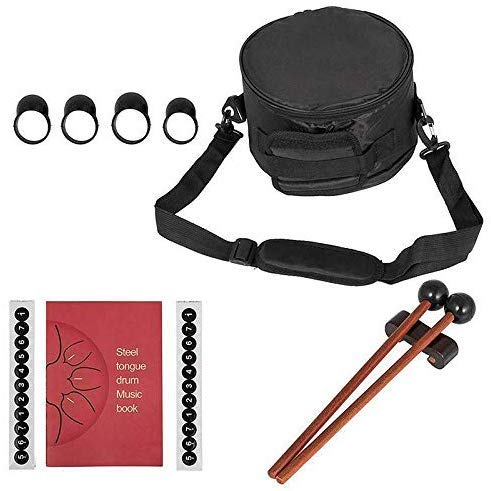 6 Inch Alu Stahl Zunge Trommel, Mini 8 Noten Schlagzeug Trommel, Mini Schlagzeug Instrument Hand Pfanne Trommel, mit 1Pair Mallets + Aufbewahrung Trommel Tasche - See Blau