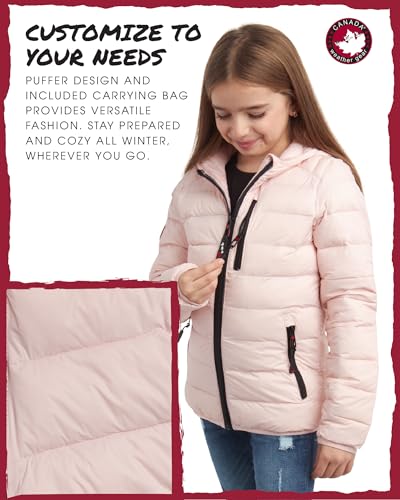 CANADA WEATHER GEAR Girls Puffer Jacket - Lightweight Packable Bubble Coat Water Resistant Outerwear Jackets for Girls (7-16)4