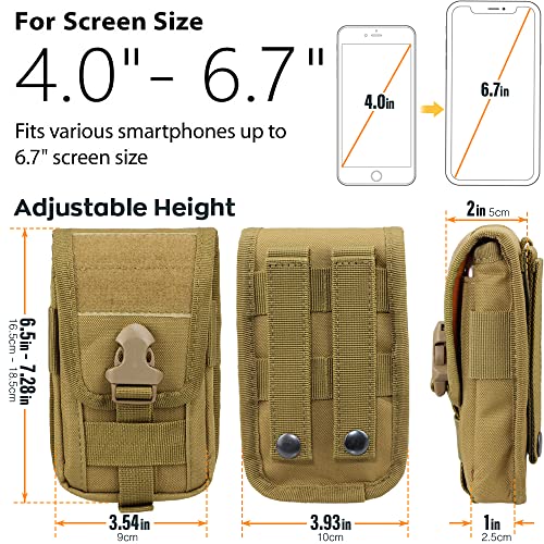 Wynex Tactical Phone Pouch Molle, Smartphone Holster Bag Edc Utility Cellphone Lock Card Holder Organizer Fit For Waist Belt Case Include Tactical Gear Clip And U.s.a Patch #TOP2