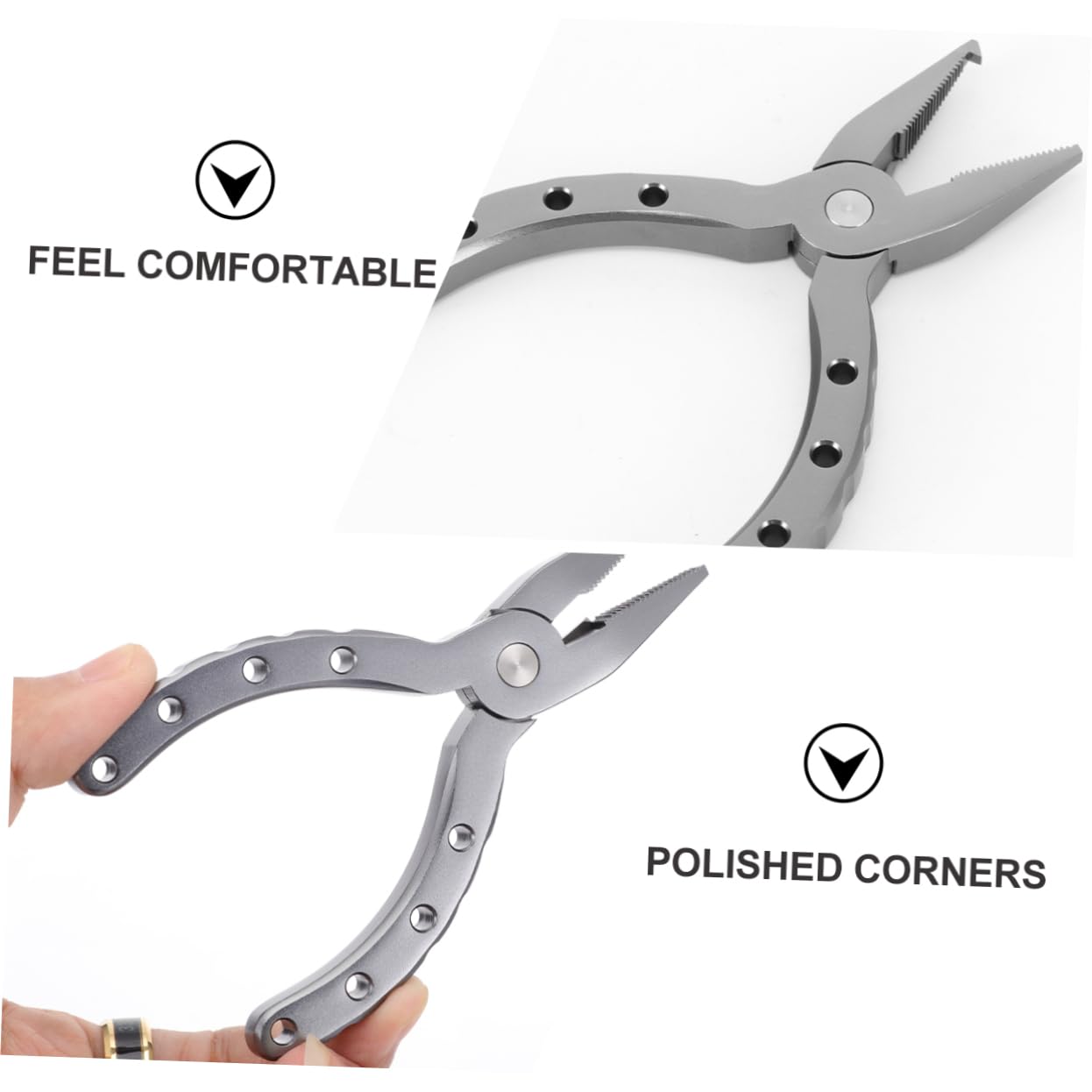 Pinza da Pesca Multiuso Compatta in Lega di Alluminio Argento | Rimozione Ganci, Taglio Lenza Intrecciata, Apri-anelli per Attrezzi da Pesca