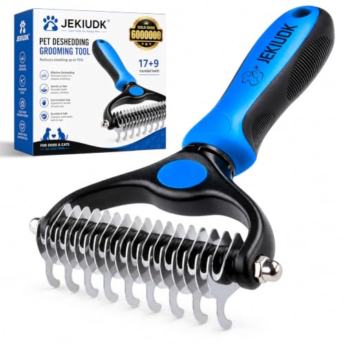 Image of Pet Grooming Pro Tool for Dogs Deshedding Brush Shedding Undercoat Rake Dematting Cat Deep Detangling Comb Remover Dual Sided Blade Long Haired Trimmer Matting Slicker (BLUE)