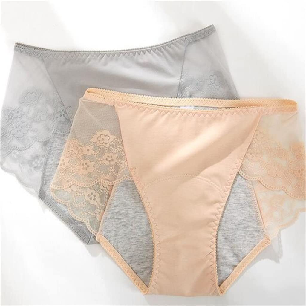 Paquete de 4 Bragas de algodón, lencería Sexy de Encaje Transpirable para Mujer, Bragas de Cintura Media, Calzoncillos Finos