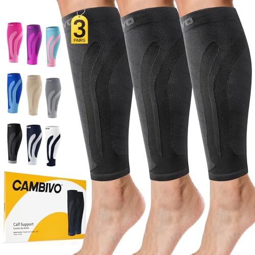 Cambivo 3 Pairs Calf Compression Sleeve for Women and Men,Leg