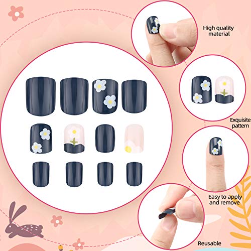 192 Pieces 8 Boxes Fake Nails Short Press On Nails False Colorful Acrylic Nails Christmas Full Cover Short Square False Nails Artificial Nail Tips With 8 Sheets Fake Nail Glue Stickers (Classic Style) #TOP3