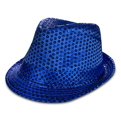 Windy City Novelties - Blue Sequin Fedora For Men And Woman | Cosplay Mardi Gras Party Favor Hats Raves Concerts Costume Accessories #TOP28