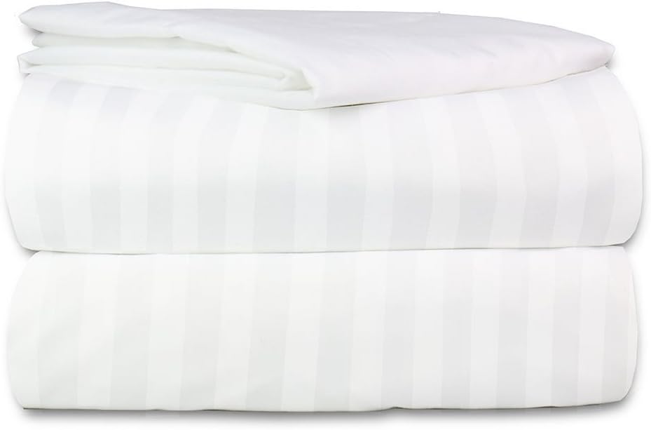 Egyptian Cotton Full Sleeper Sofa Bed Sheet Set 54"x72"x6" White Striped