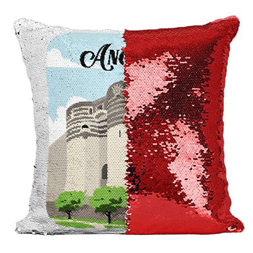 Coussin Angers housse sequin rouge pour déco originale - 2