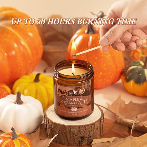 Image of Fall Candles Set, 6 Pack Candles for Home Scented Natural Soy Wax, Autumn Gifts Set for Women Men, Fall Fragrance of Pumpkin /Cinnamon /Vanilla Cupcake /Apple /Harvest /Latte