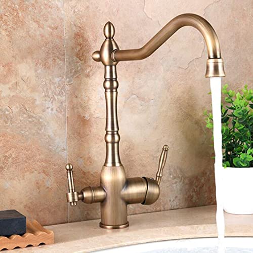 Robinet de cuisine pivotant 3 voies mitigeur laiton eau chaude froide design