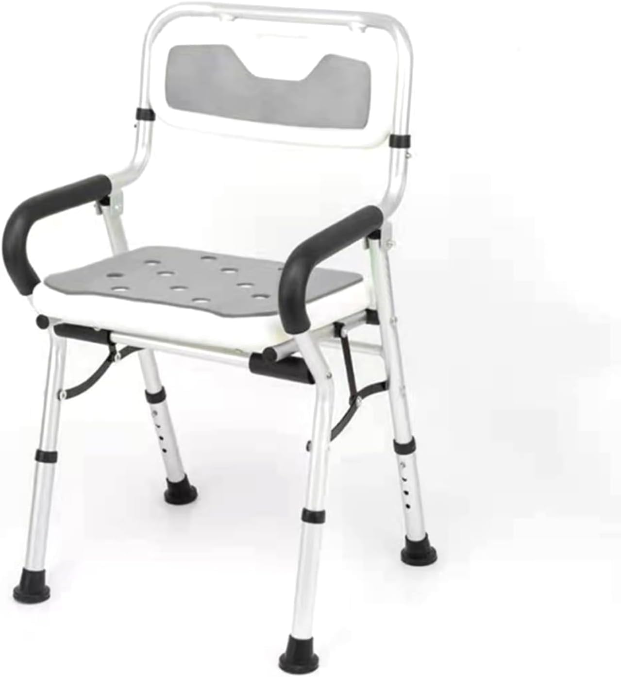 Asiento de Ducha Plegable Silla de baño Plegable con Brazos y Respaldo for Personas Mayores discapacitadas Ducha Interior Silla portátil con Patas Ajustables for bañera Pies Antideslizantes