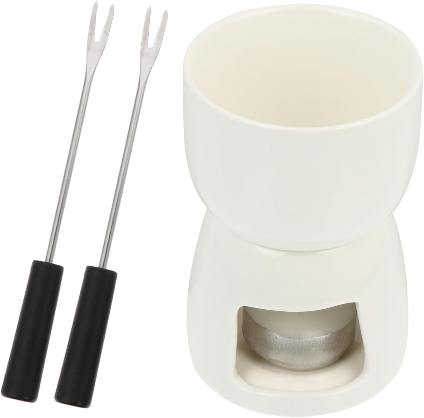 1Set Premium Ceramic Fondue with Forks Candle Versatile Melting Pot for Cheese and Butter for Home Bakery and Parties Easy to Clean Stain Resistant