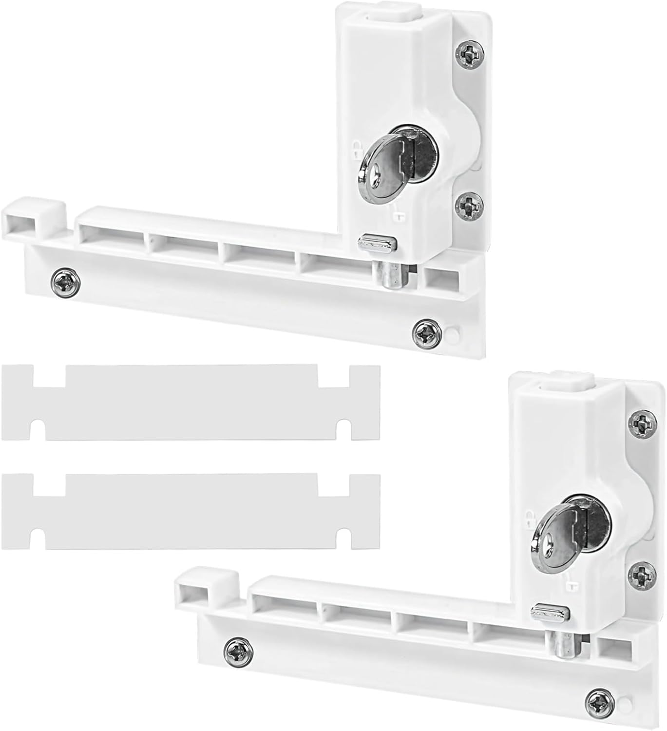 Little Ones-Safe, Keys and Screws Included, 2 Pcs Safety Locks Sliding Door Security Locks, Plastic with Sliding Rail and Mounting Kit, Sturdy and Easy Install