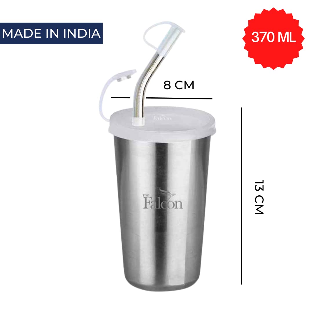PDDFALCON Stainless steel Glass/Tumbler Multi Color (Plain_ACC) With 100% Leak Proof With BIS Certified, Jindal Seal & Made In India, 450ml 1