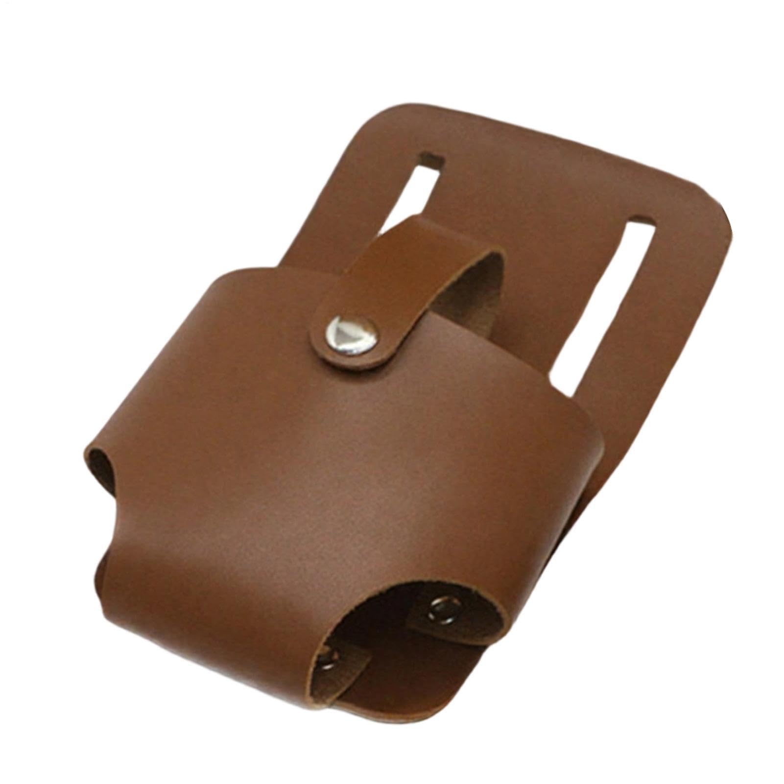 Soporte de cinta de cuero, bolsa de herramientas de bolsillo portátil, estuche compacto con clip para cinturón, soportes de cinta de cuero resistente, almacenamiento de herramientas con diseño seguro