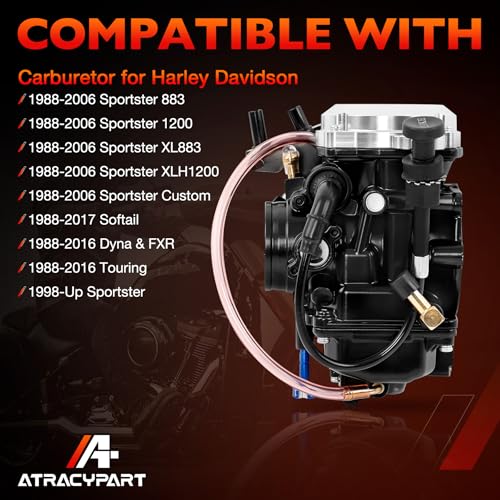 Image of CV40 Carburetor Compatible with 1988-2006 Harley Davidson Sportster 883 1200 XL XLH, 1988-2017 Softail, 1988-2016 Dyna /FXR, 1988-2016 Touring, Replaces 27421-99, Silver Cover
