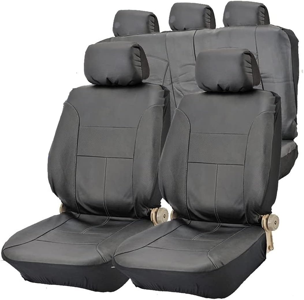 Wheels N Bits Universal Black PVC Leather Look Seat Covers Heavy Duty Set Zippers Split Rears Compatible with VW Golf MK1 MK2 MK3 MK4 MK5