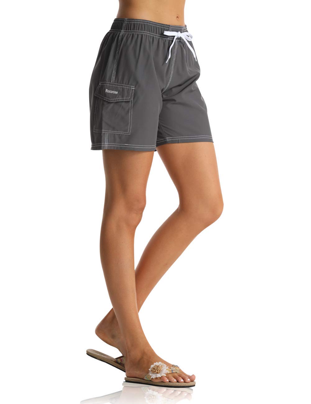 Rocorose Women's Board Shorts Quick Dry Drawstring Sports Summer Bottom Swim Shorts with Pocket