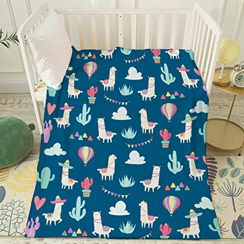 Alpaca Llama Blanket Super Soft Cozy Cute Llama Blankets Llama Gifts For Women Llama Cactus Decor For Couch Bed Lightweight And Durable 40"X50"For Kids/Child #TOP6
