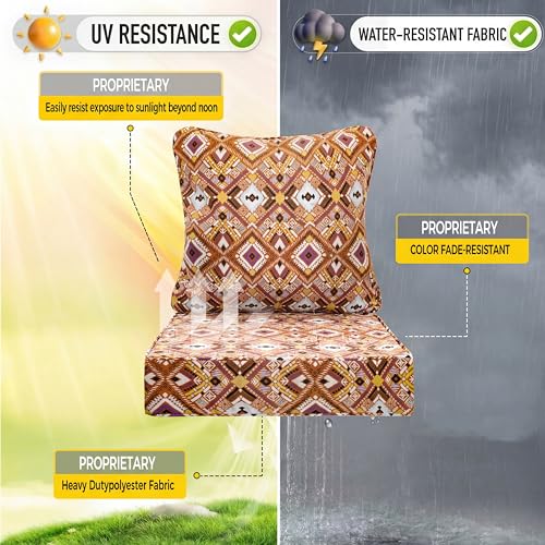 Image of Art Leon Waterproof Outdoor Seat Cushion 24 inchx 24 inch 30D High Density Foam Patio Chair Cushions with Non-Slip Backing Patio Cushions for Patio Furniture Porch Swing Garden Bench Camping Stadium